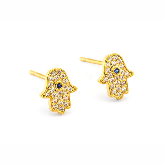 Pave Mini Hamsa Stud Earring