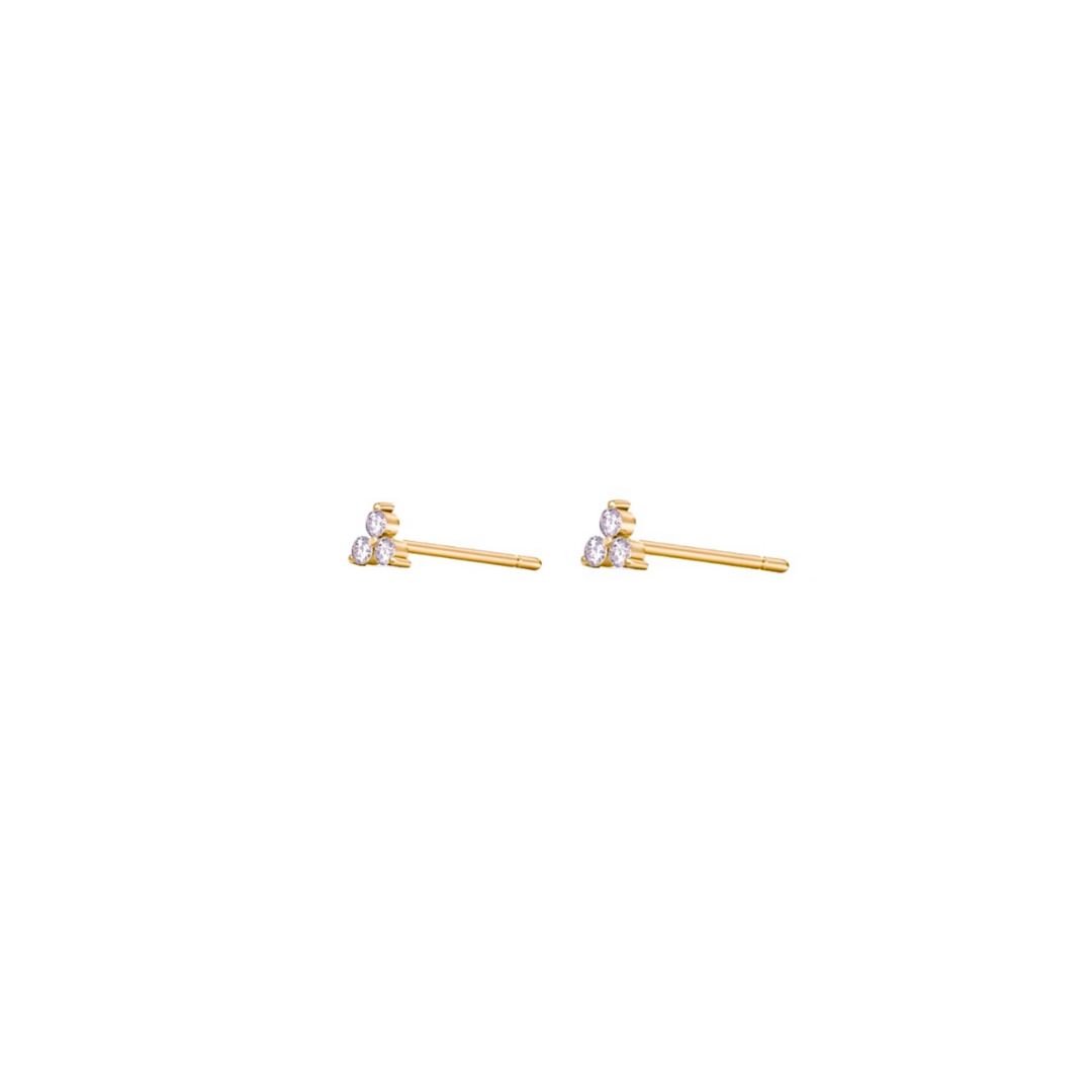 Triple Gem Micro Stud Earrings