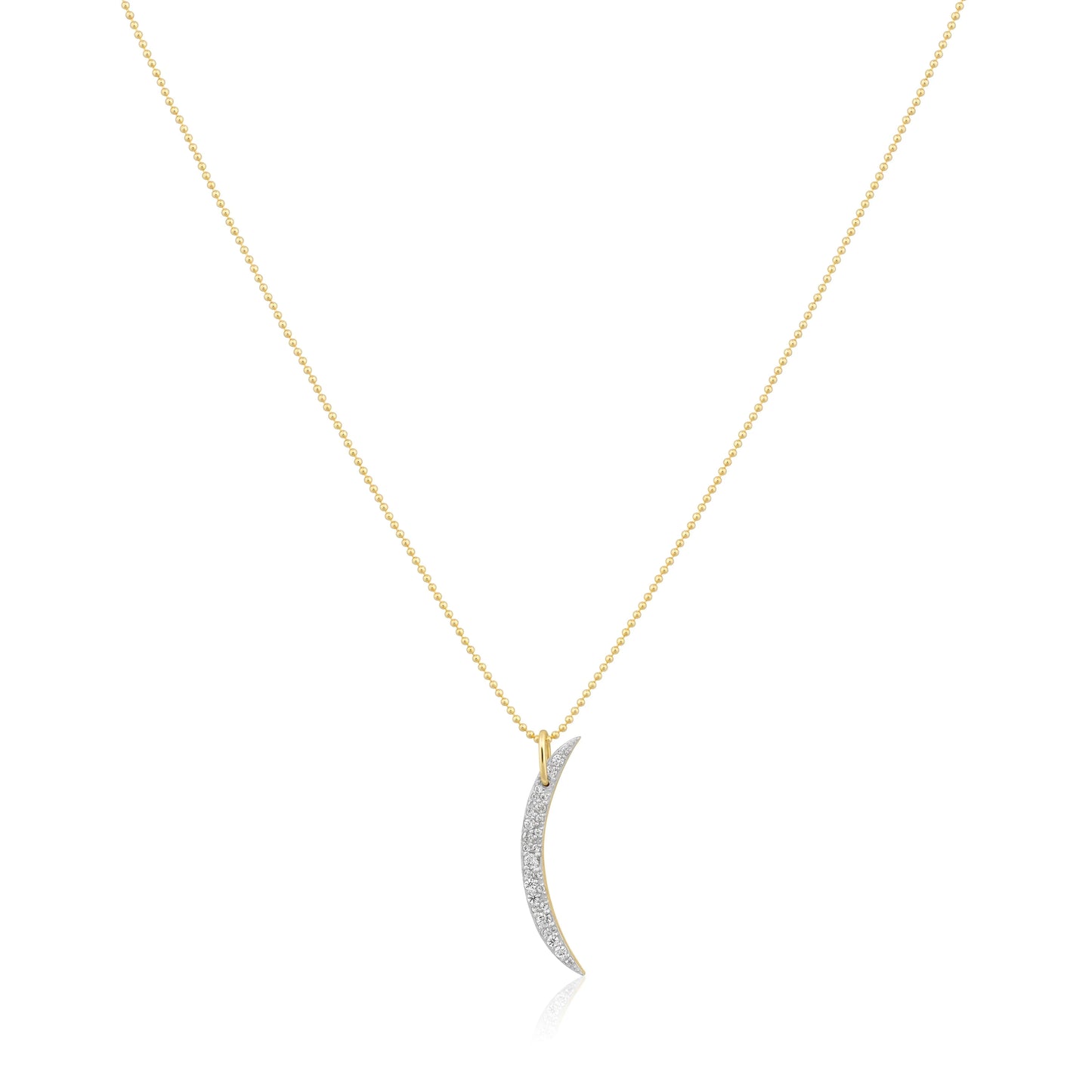 Pave Moon Sliver Charm Necklace