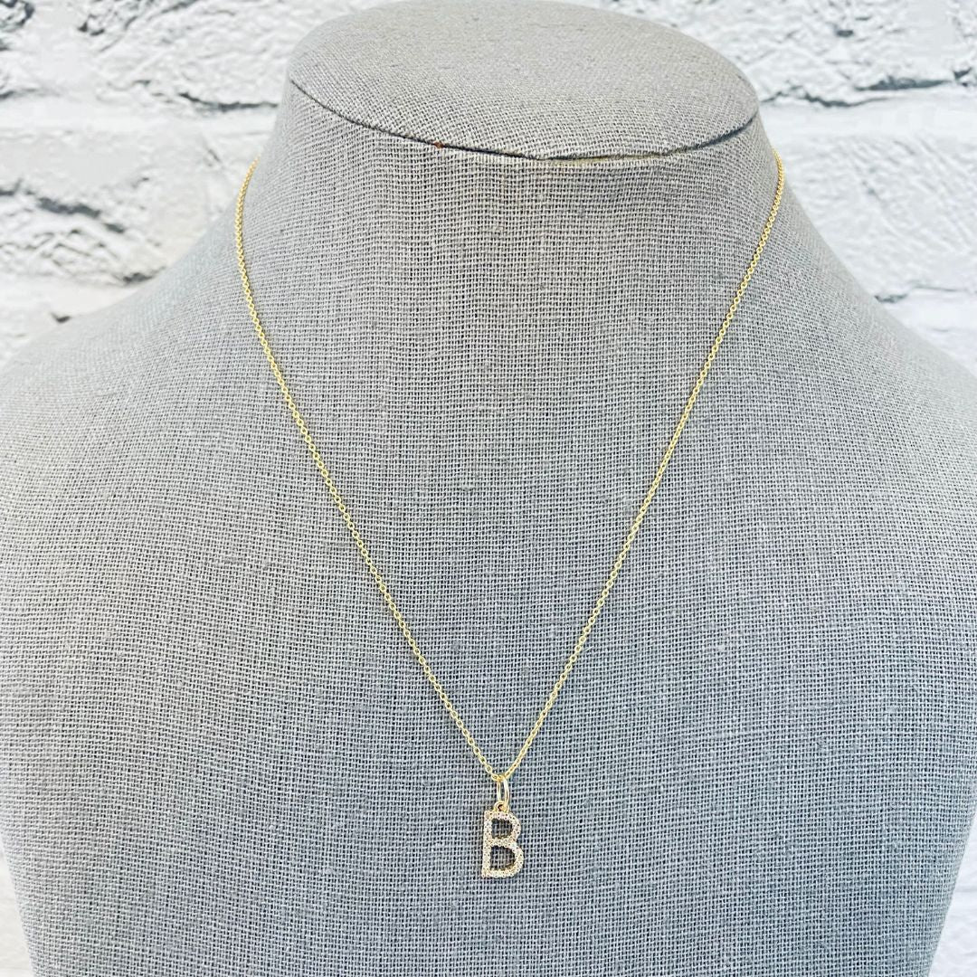 CZ Initial Charm Necklace