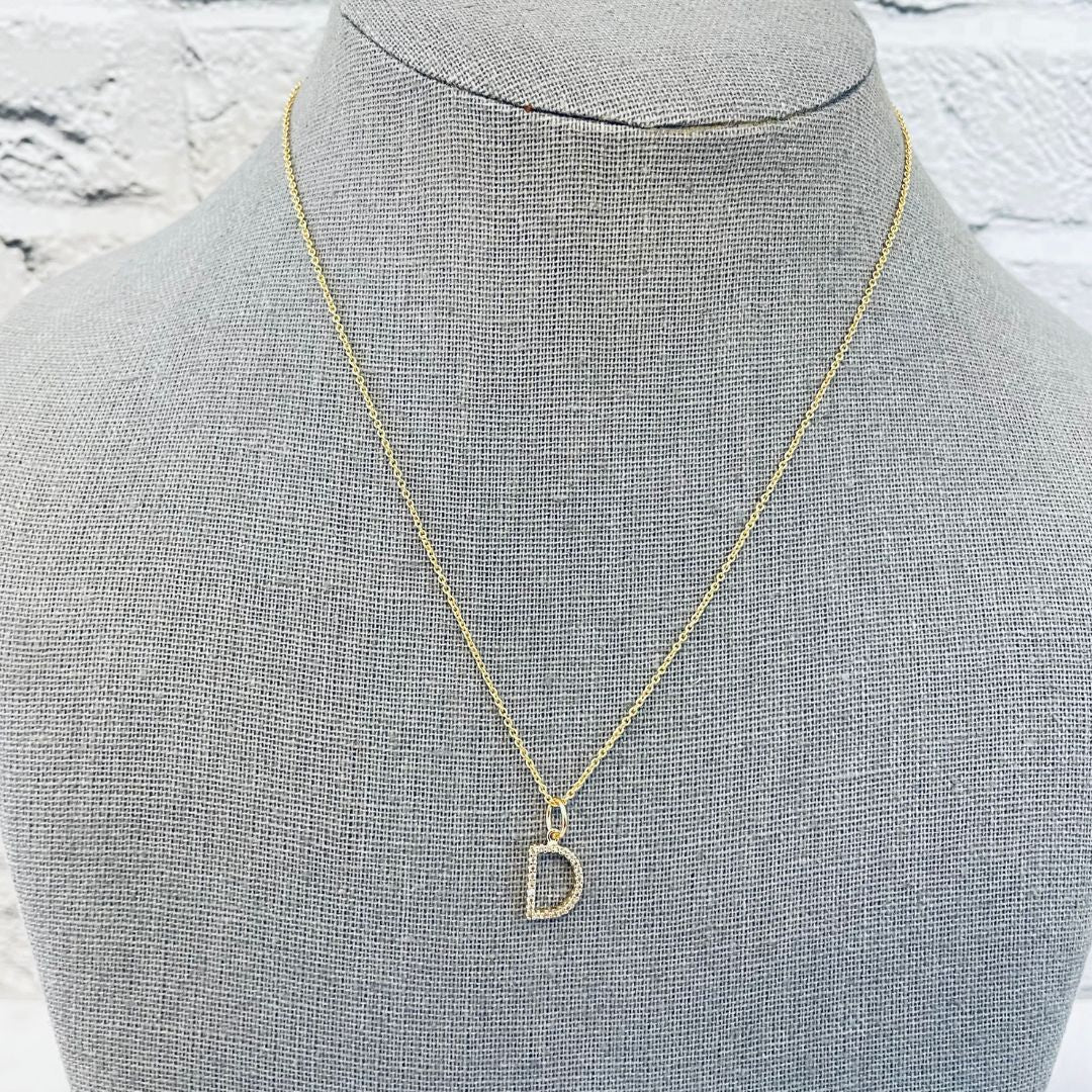 CZ Initial Charm Necklace