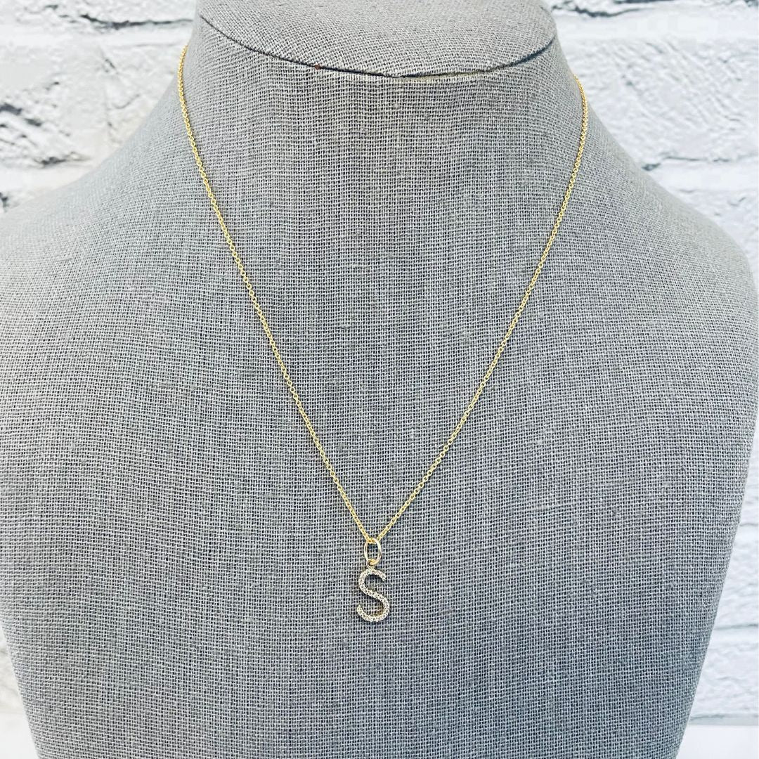 CZ Initial Charm Necklace