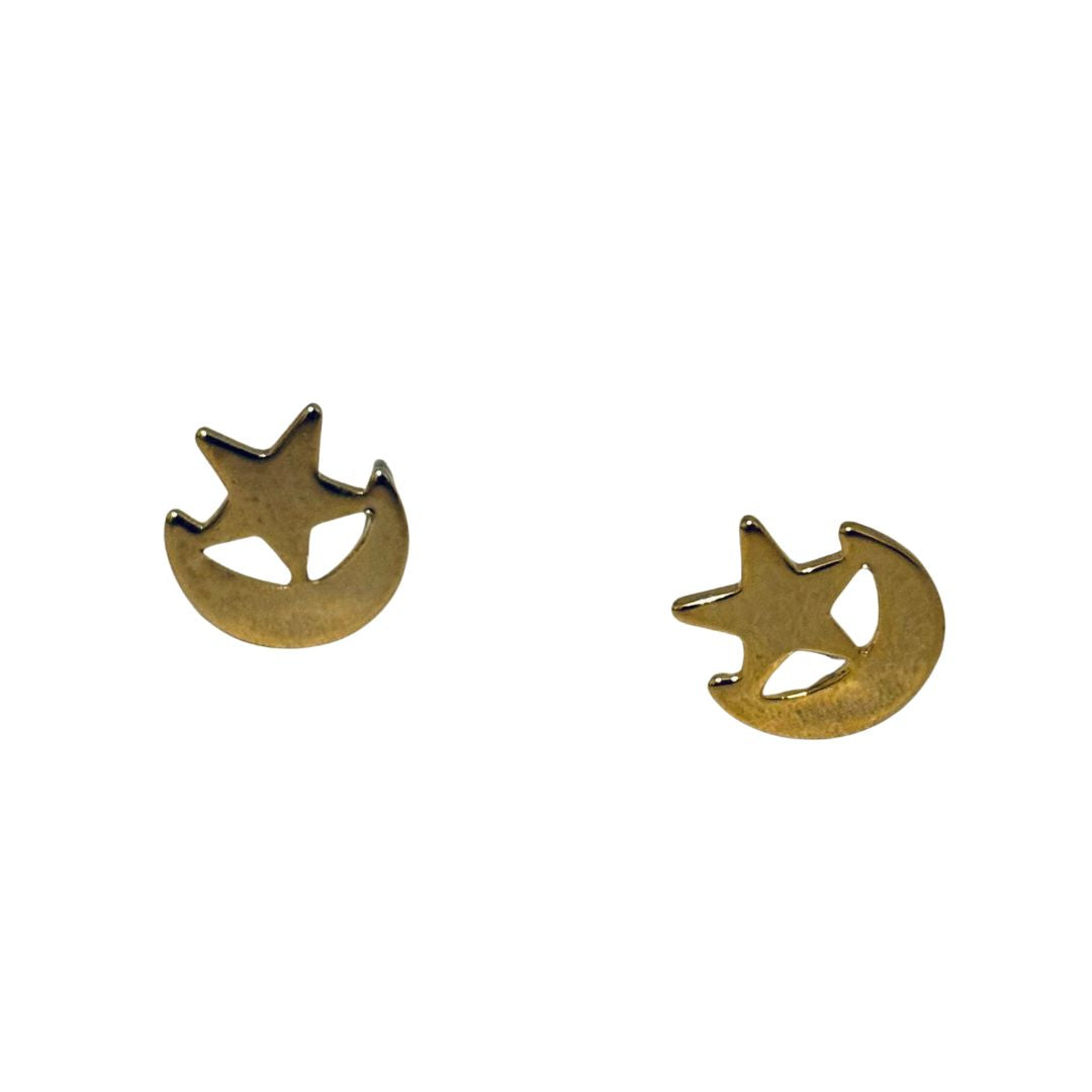 Crescent Star Stud Earrings