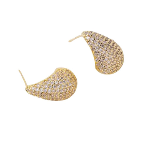 Pave Teardrop Hoops