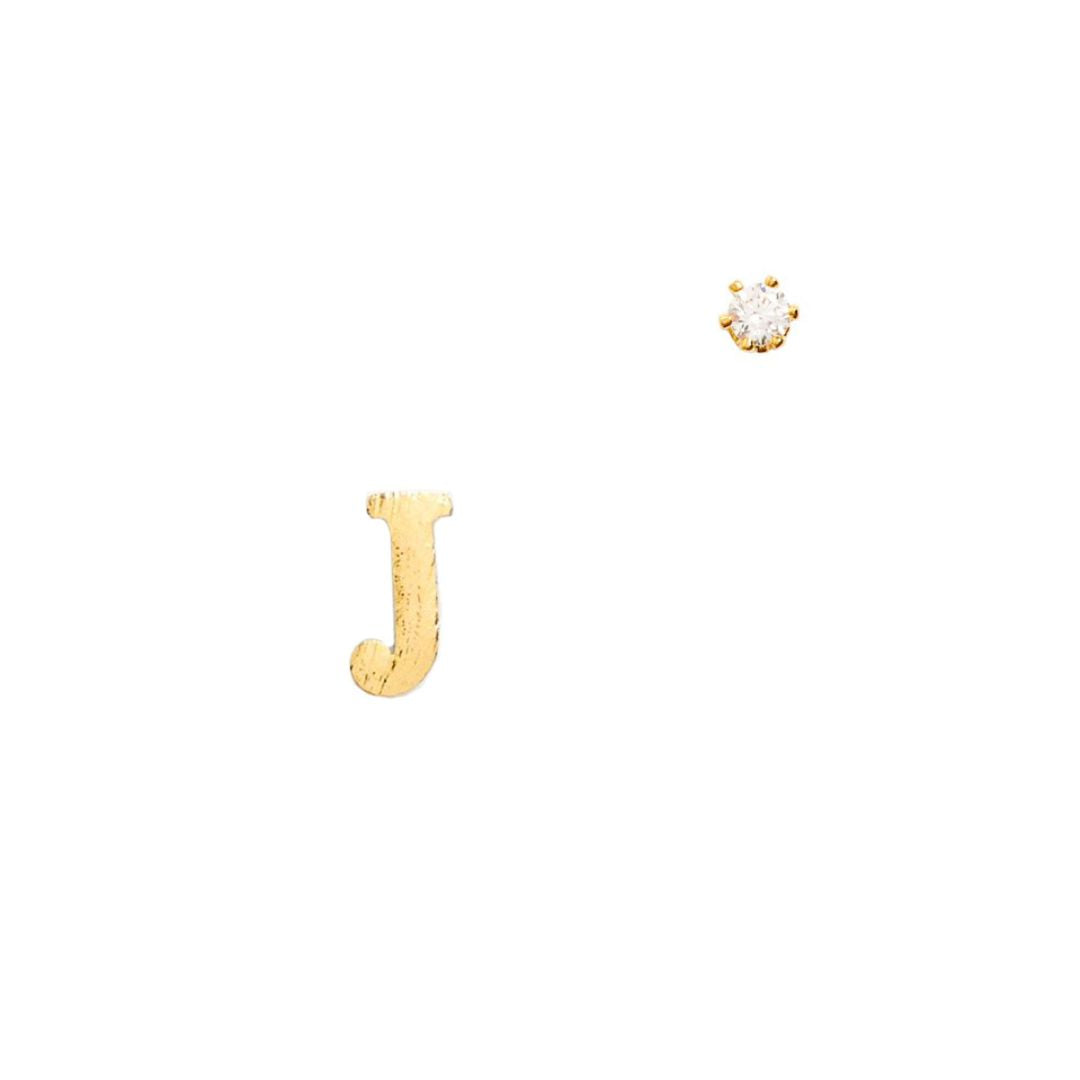 Gold Intial Mismatched Stud Earring