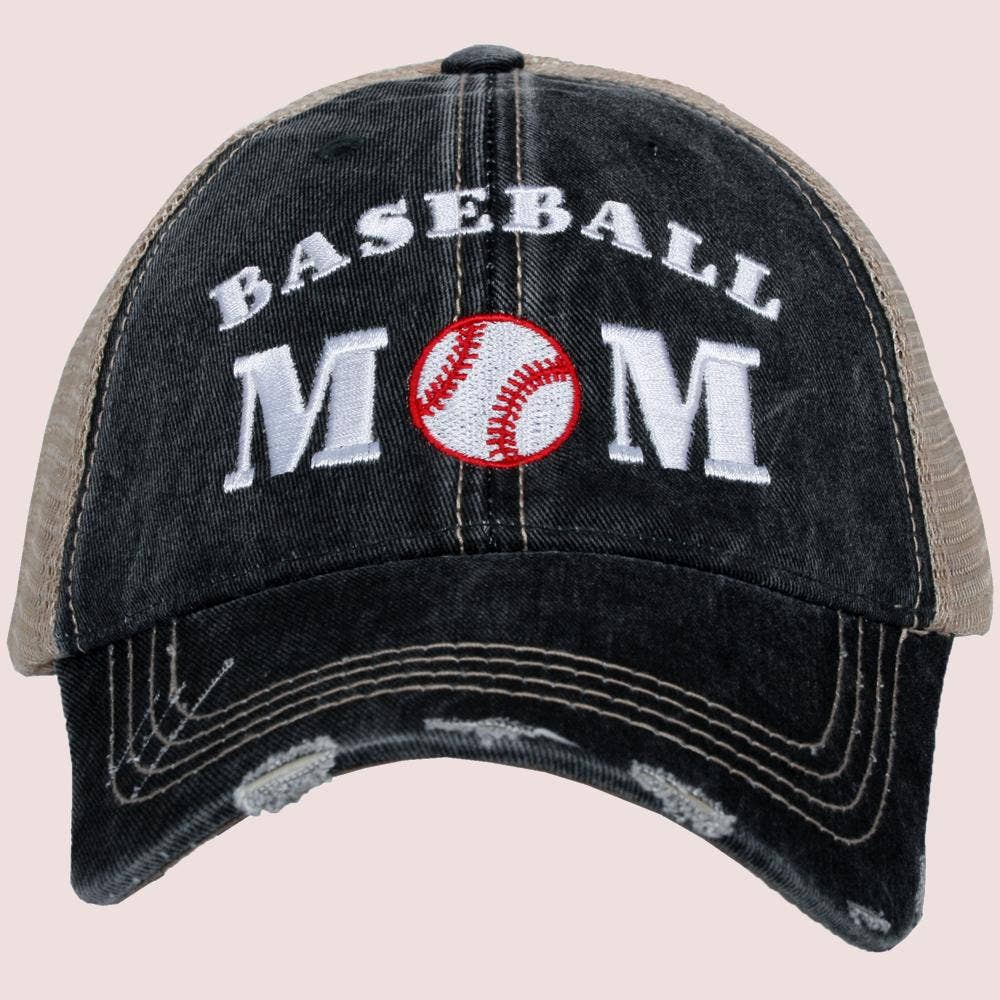 Baseball Mom Distressed Trucker Hat