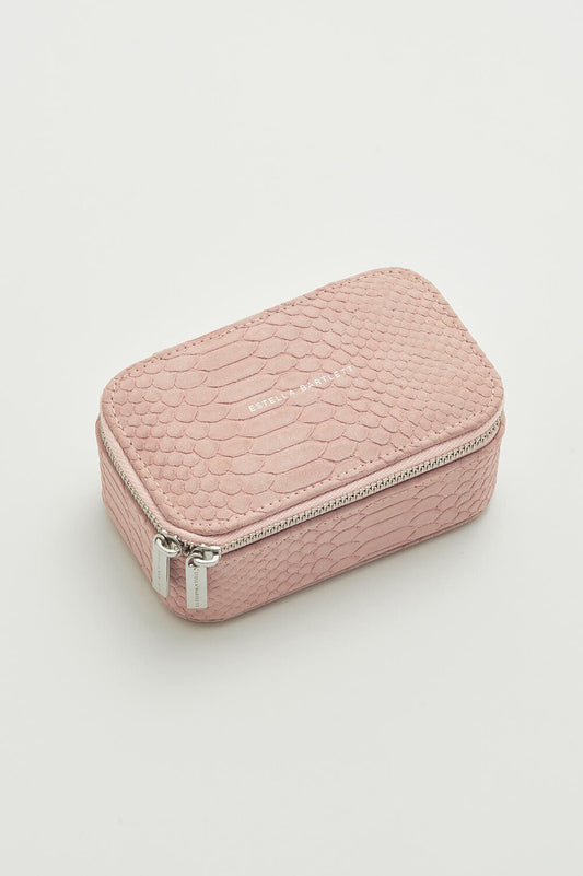 Pink Snake Print Travel Jewelry Box