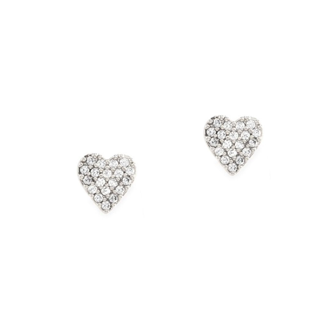 CZ Heart Stud Earrings